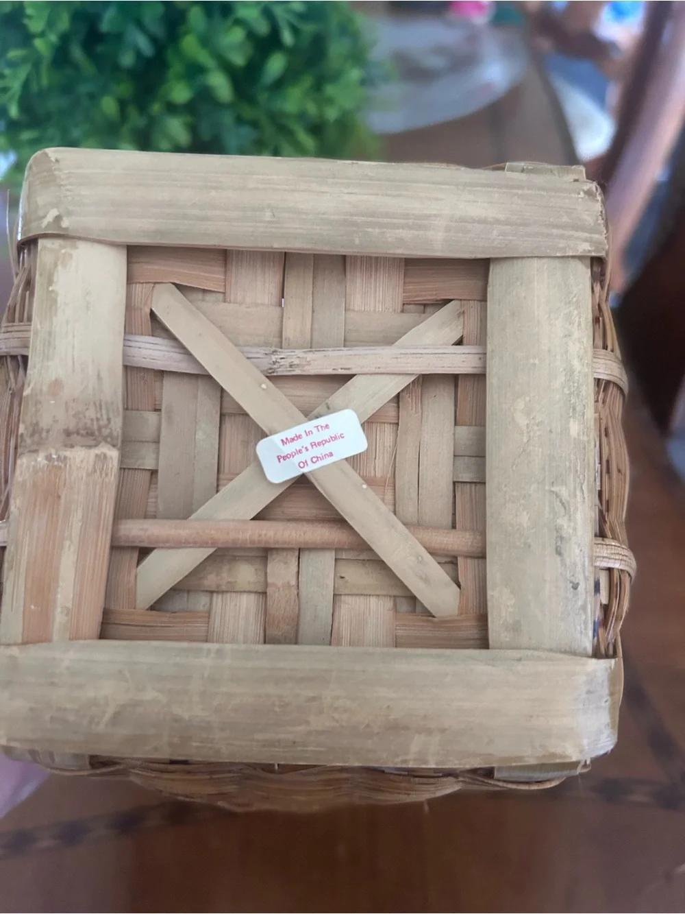 Antique Basket Woven With Handles Made People Republic Of China